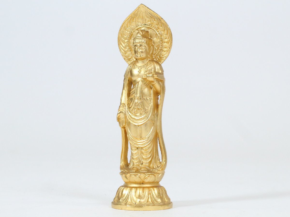 文殊菩薩像 仏像 仏教美術 立像 金属工芸 置物 仏具 携帯仏_画像2