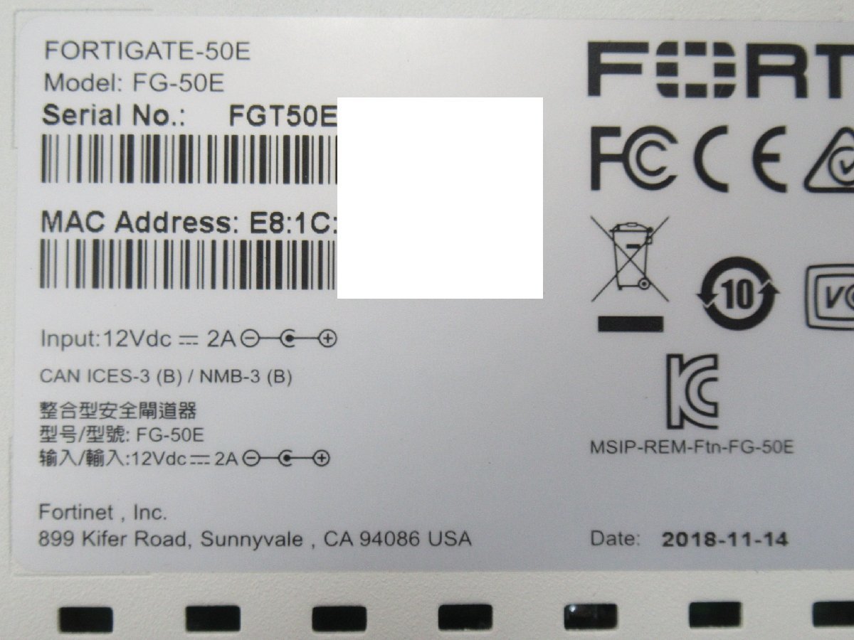 Bibian 比比昂- Ω XY 13939# 保証有Fortinet【 FG-50E 】(10台 Bibian 比比昂- Ω XY 13939# 保証有Fortinet【 FG-50E 】(10台