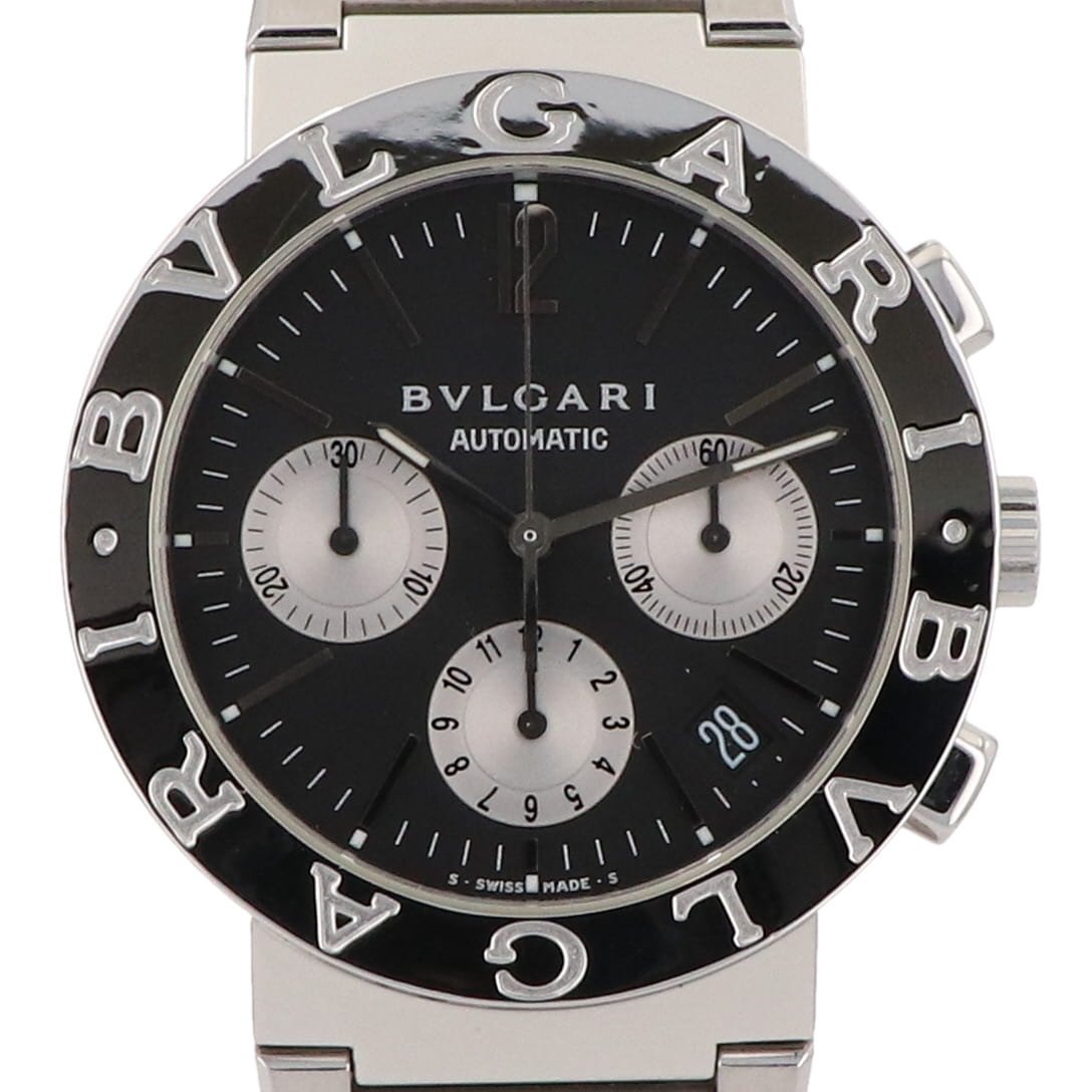 ブルガリ BVLGARI ブルガリブルガリ クロノグラフ BB38SSCH 腕時計 SS 自動巻き ブラック メンズ 【中古】