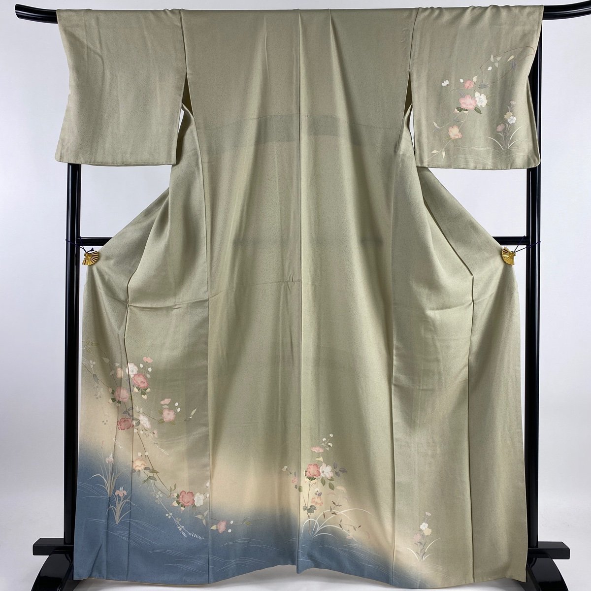 豪華で新しい 名品 美品 付下げ 枝花 【中古】 正絹 L 裄丈70cm 身丈