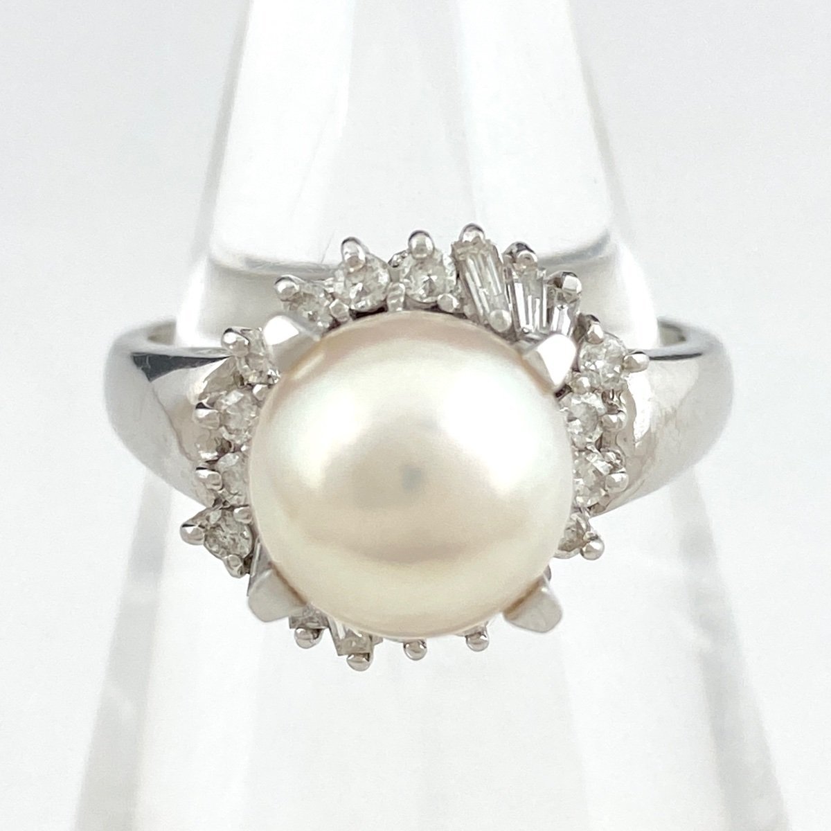 ５５％以上節約 リング 真珠 メレダイヤ 指輪 プラチナ デザインリング