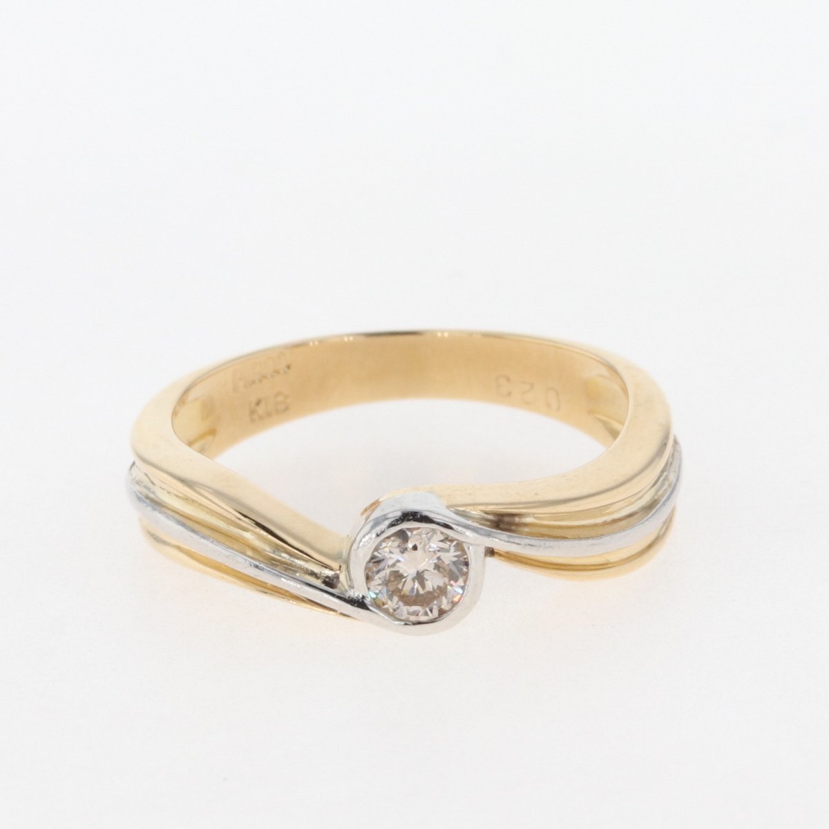 ダイヤモンド デザインリング K18 イエローゴールド プラチナ 指輪