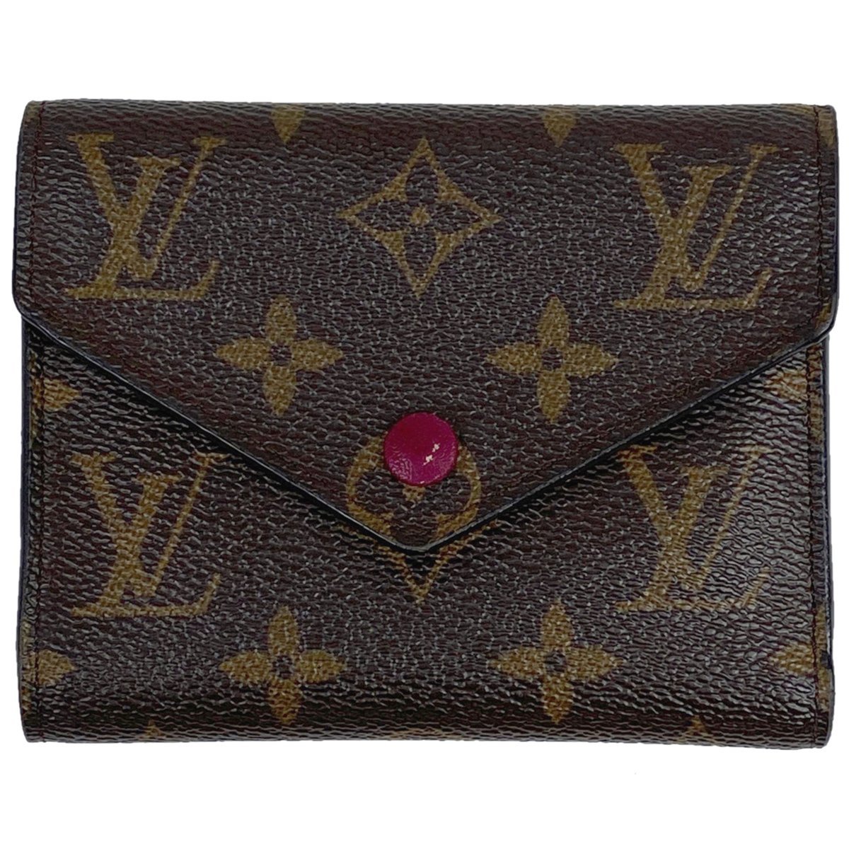 ルイ・ヴィトン Louis Vuitton ポルトフォイユ ヴィクトリーヌ 二つ折り財布 モノグラム ブラウン フューシャ(ピンク) M41938 【中古】