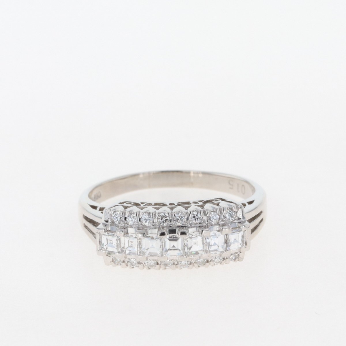 メレダイヤ デザインリング プラチナ 指輪 リング 16号 Pt900