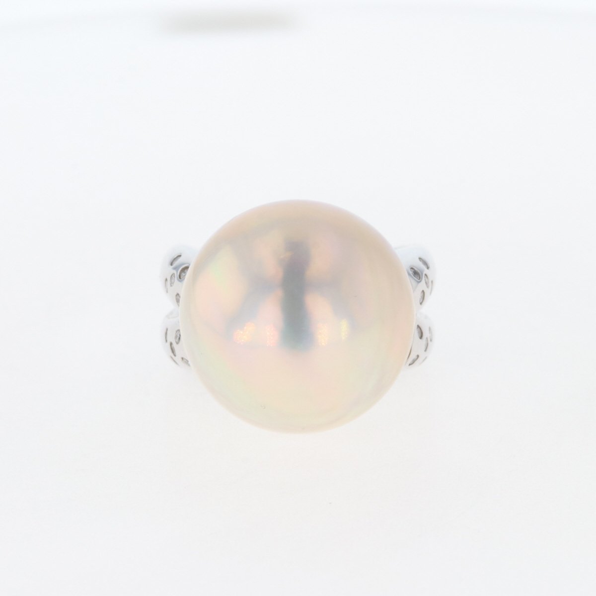 パール デザインリング K18 ホワイトゴールド メレダイヤ 真珠 指輪