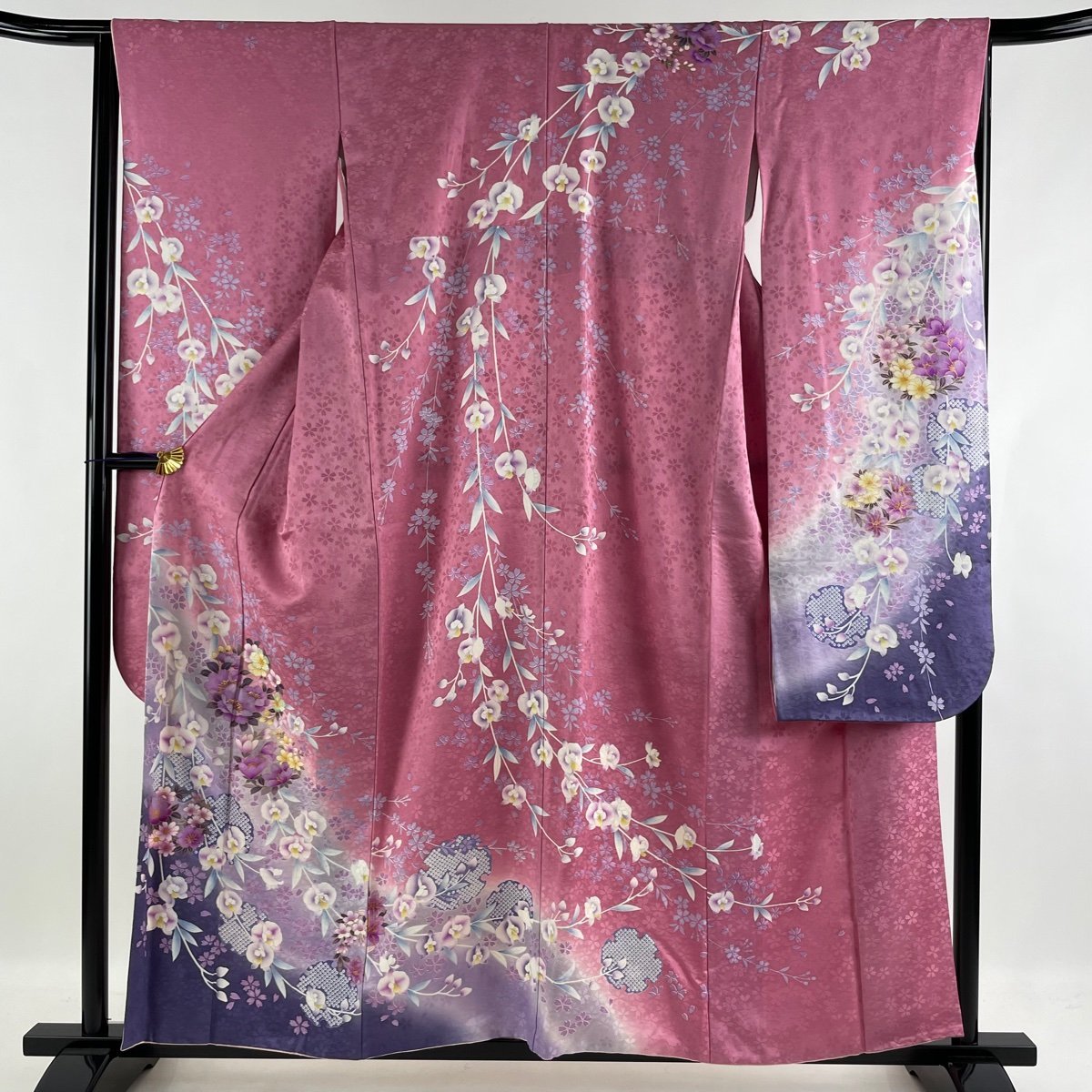 宅配 桜 名品 振袖 蘭 【中古】 正絹 M 裄丈65cm 身丈156cm 袷 ピンク