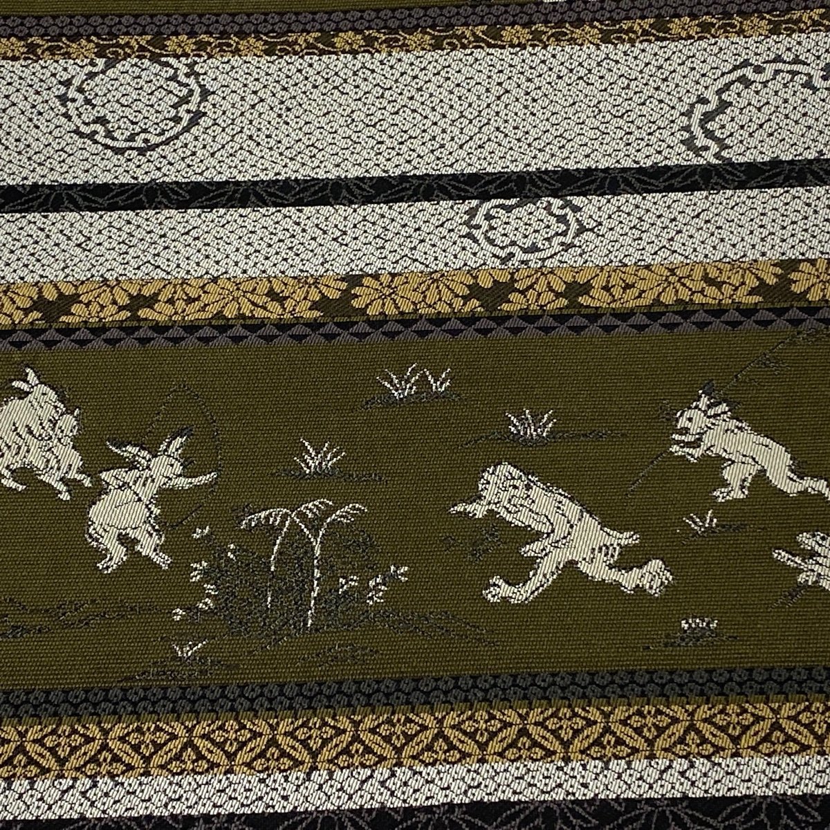 GINGER掲載商品】 段縞 鳥獣戯画 遊織紹巴 ますいわ屋 逸品 美品 袋帯