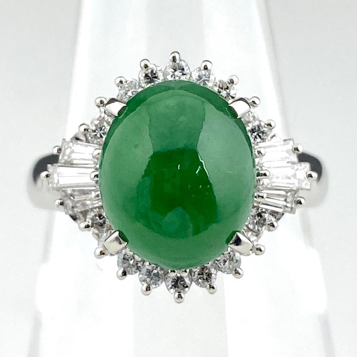 国内外の人気が集結 メレダイヤ プラチナ デザインリング 翡翠 指輪