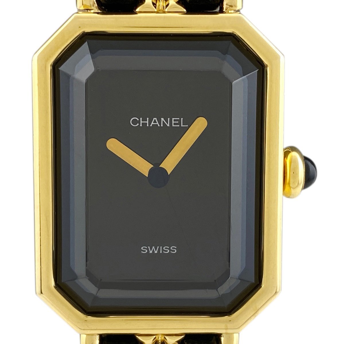 シャネル CHANEL プルミエール Lサイズ H0001 腕時計 SS レザー クォーツ ブラック レディース
