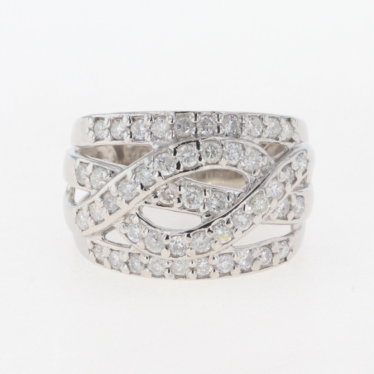 メレダイヤ デザインリング プラチナ 指輪 リング 12.5号 Pt900 ダイヤモンド レディース 【中古】