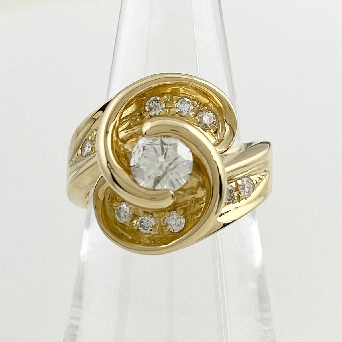 正規通販 イエローゴールド K18 デザインリング ダイヤモンド 指輪