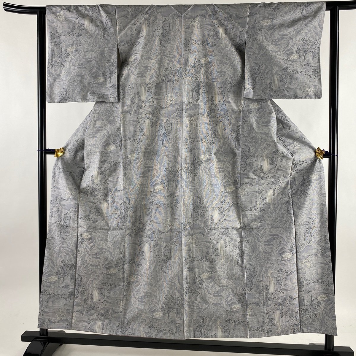 新年の贈り物 裄丈62.5cm 身丈154.5cm 袷 薄紫 建物 風景 都喜ヱ門