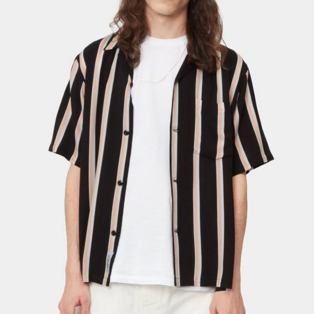 新品 L Carhartt WIP カーハート Gelder S/S Stripe Shirt 半袖 ストライプ オープン カラー リゾート ルーズ フィット シャツ