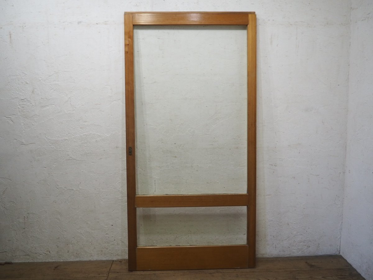 taM0331*(11)[H182,5cm×W91,5cm]* Vintage * paint. peel off . large tree frame glass door * large fittings sliding door entranceway door retro antique M pine 