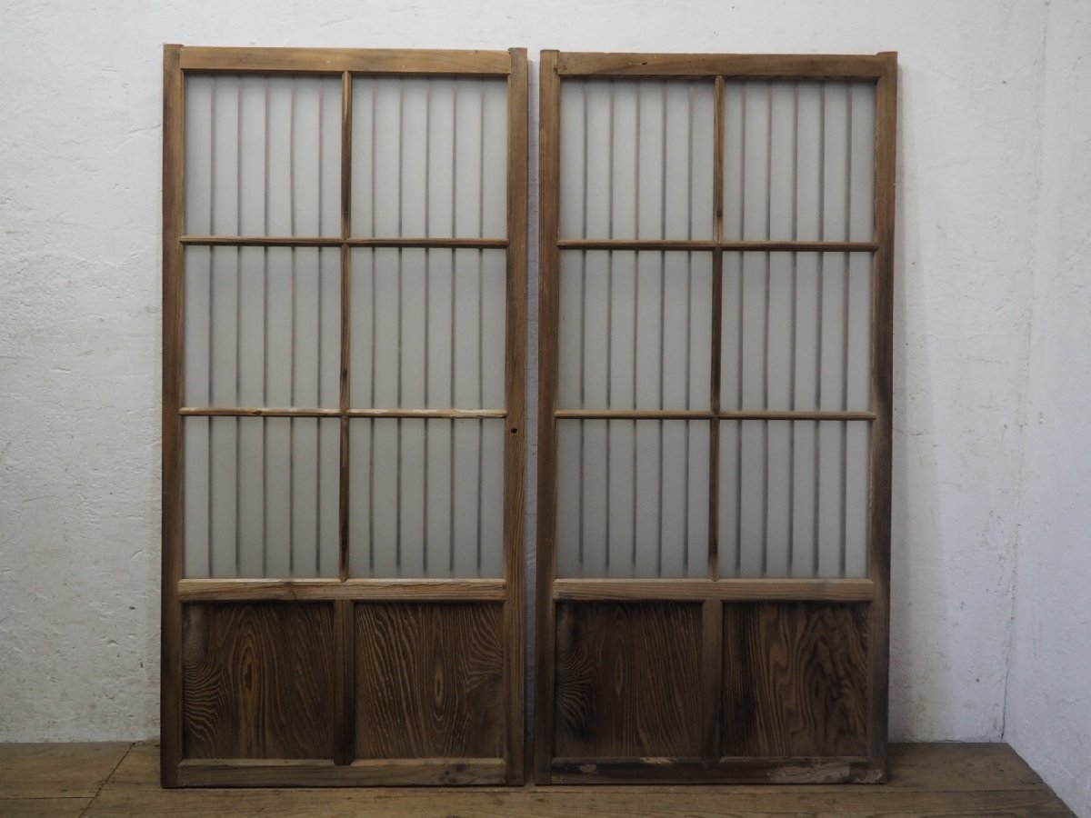 taL0182*(2)[H137,5cm×W66,5cm]×2 листов *.. дизайн. старый из дерева стекло дверь * старый двери раздвижная дверь рама .. дверь старый дом в японском стиле retro античный K внизу 