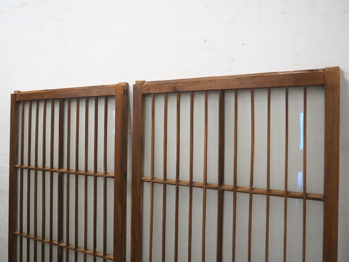 taL0182*(2)[H137,5cm×W66,5cm]×2 листов *.. дизайн. старый из дерева стекло дверь * старый двери раздвижная дверь рама .. дверь старый дом в японском стиле retro античный K внизу 