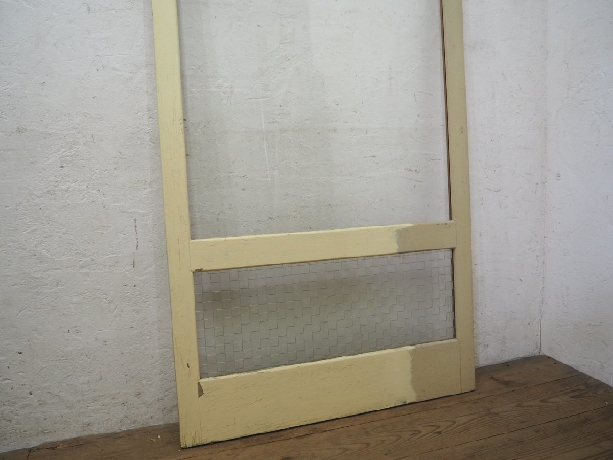 taM0322*(2)[H184cm×W94,5cm]* Vintage * paint. peel off . large tree frame glass door * large fittings sliding door entranceway door retro antique M pine 