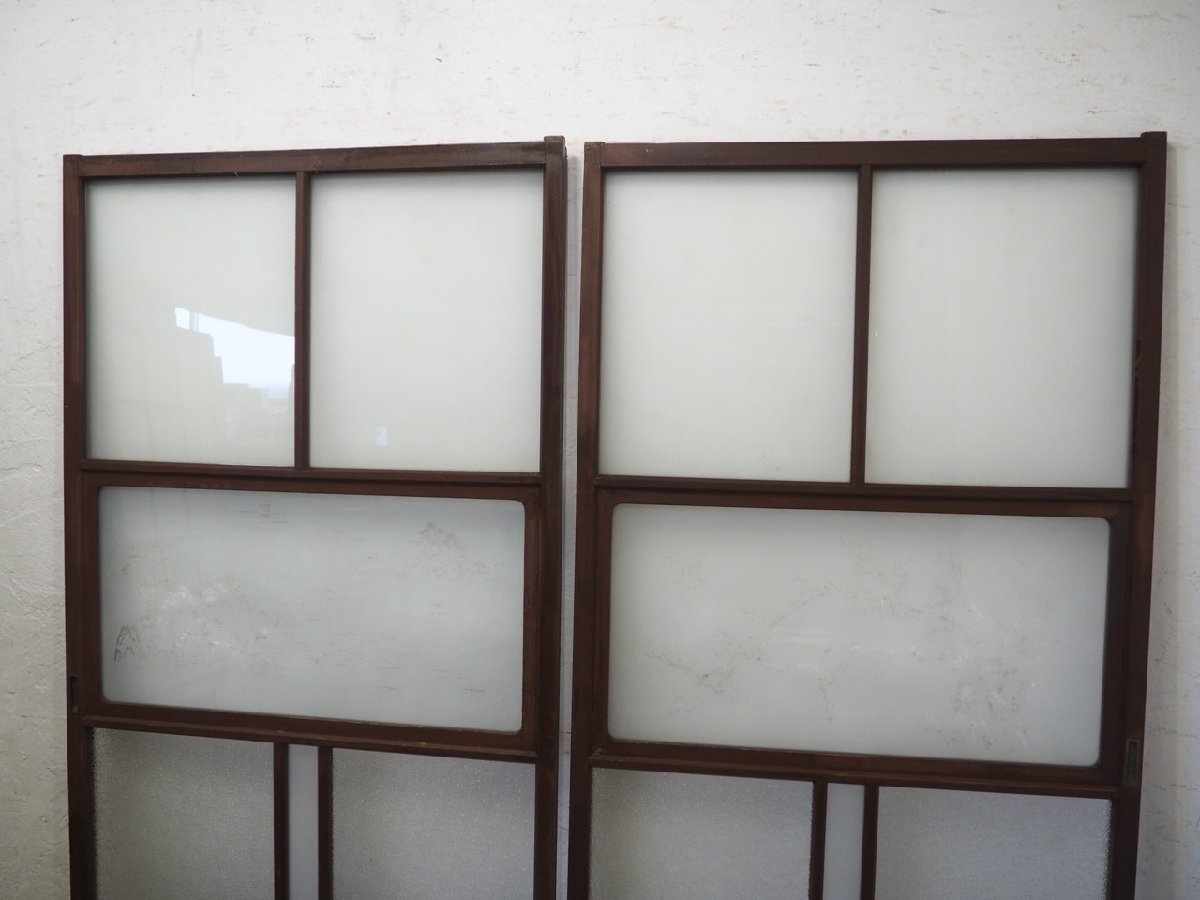 taM0474*(1)[H176cm×W91,5cm]×2 sheets * antique * wonderful design. old wooden glass door * old fittings sliding door sash interior peace . retro M pine 
