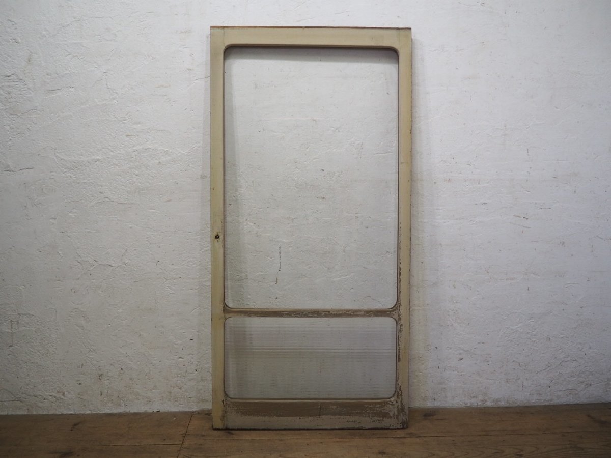 taM0681*(1)[H138cm×W68cm]* antique * rare design. old tree frame sliding door * old fittings glass door sash retro Mid-century M under 