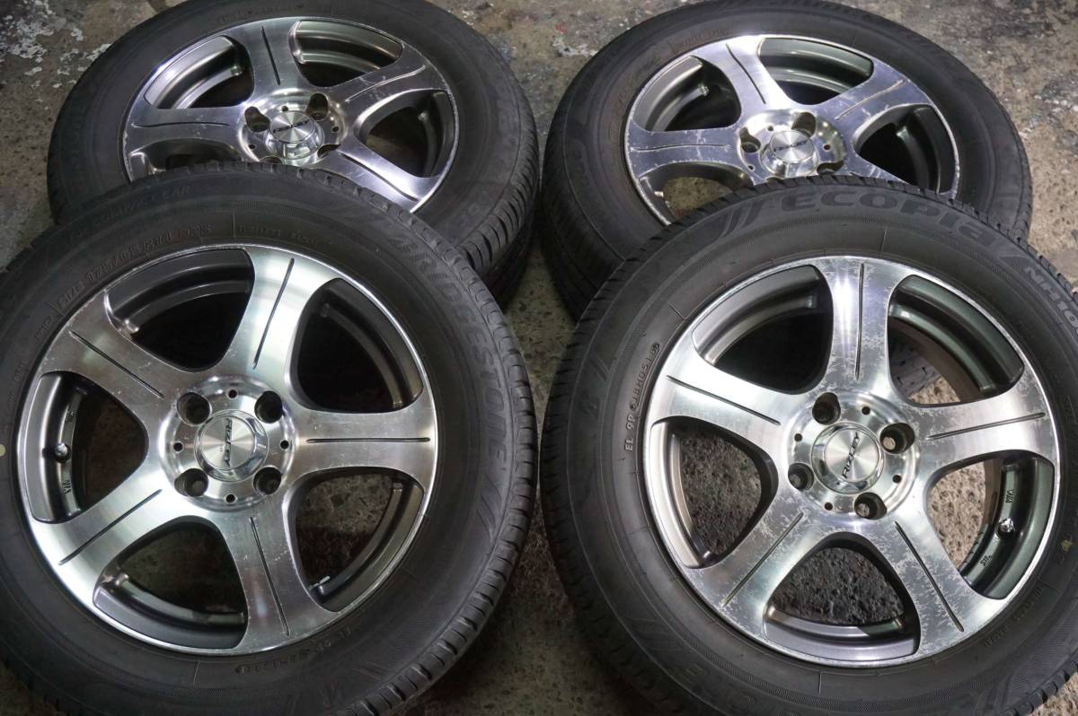 深溝８分～ BS エコピアNH100C 175/65R14 RIZLEY 5.5J +38 PCD100 ヤリス ヴィッツ bB パッソ ブーン ノート マーチ フィット デミオ *332n_画像1