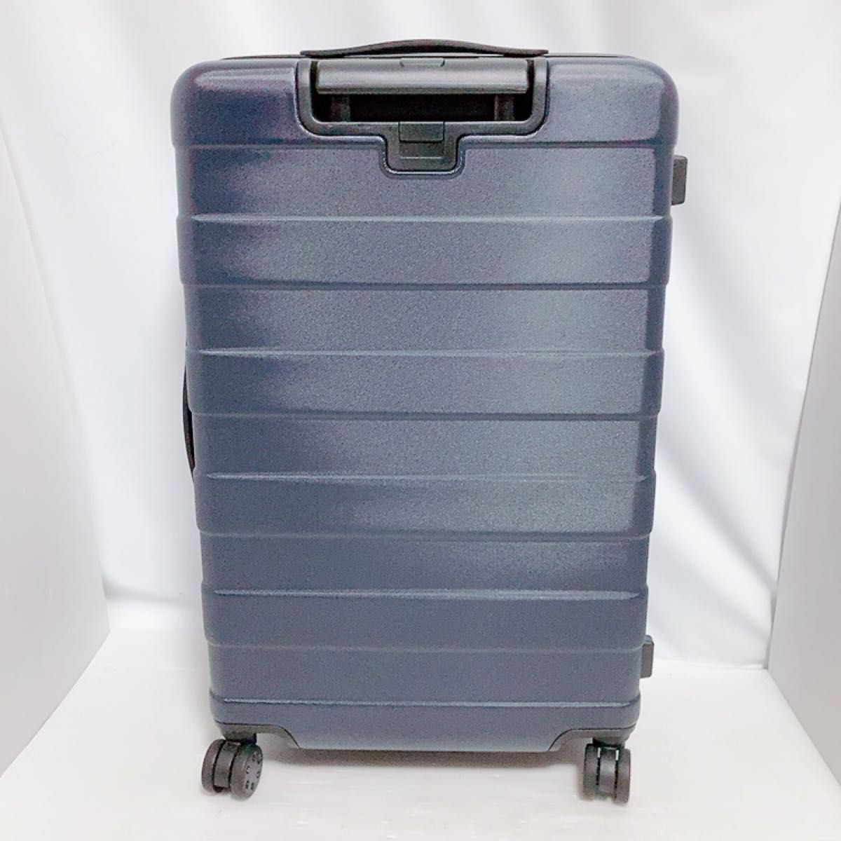 【希少】MUJI 無印良品 バーを自由に調整できる ハードキャリーケース 62L 4輪 廃盤品 ネイビー TSA タイヤロック付