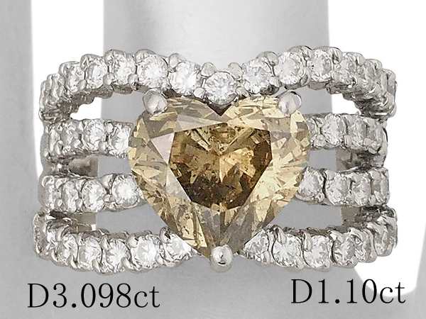 若者の大愛商品 ハートシェイプカットダイヤ/3.098ct ダイヤ/1.10ct