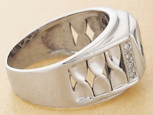 特別価格 印台 ダイヤモンド/0.20ct 18号 K14WG リング ゴールド