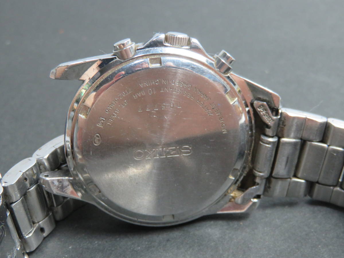 セイコー SEIKO クロノグラフ クォーツ 純正ベルト 7T92-0DW0 男性用 メンズ 腕時計 V573 稼働品_画像6