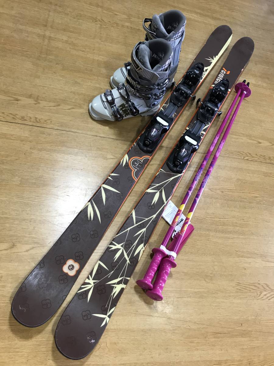 ☆★2024最終クリアランスセール！N173　レディースカービング4点セット板ROSSIGNOL158ｃｍ/ 靴GENFACTORＹ 23.0-23.5ｃｍ/ POLE新品105cm