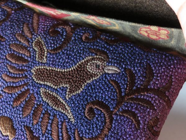 [5581] Meiji времена . дерево умение тубус (... затянуть ) феникс map . хорошо вышивка кошелек . металлические принадлежности ( первый товар * покупка товар )