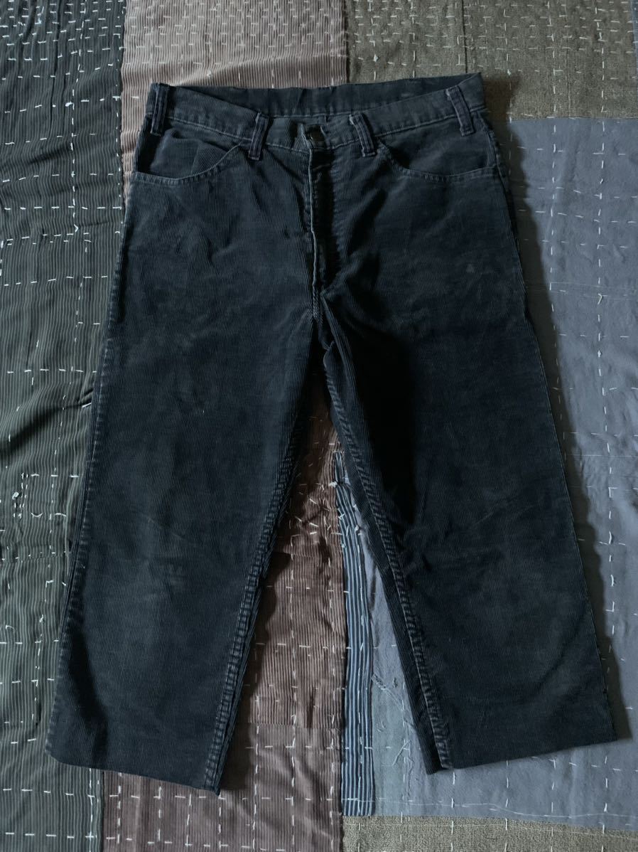 高価値セリー 黒 USA製 ブラック パンツ コーデュロイ 七分丈 519