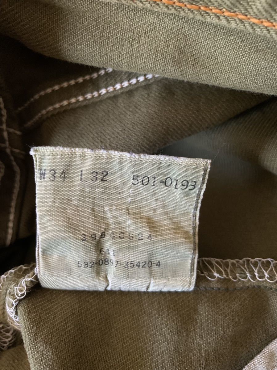 97年製 W34 L32 levi's 501 カーキ 後染め vintage デニムパンツ USA製 アメリカ製 リーバイス 505_画像5