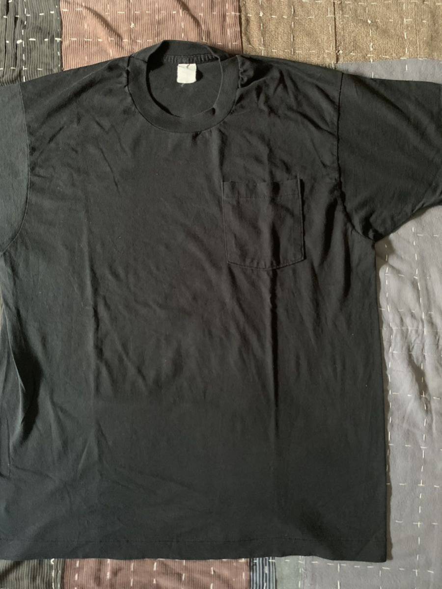 80s 90s XL程 ブラック vintage ポケt Tシャツ BLACK 黒 ビッグサイズ フルーツオブザルーム