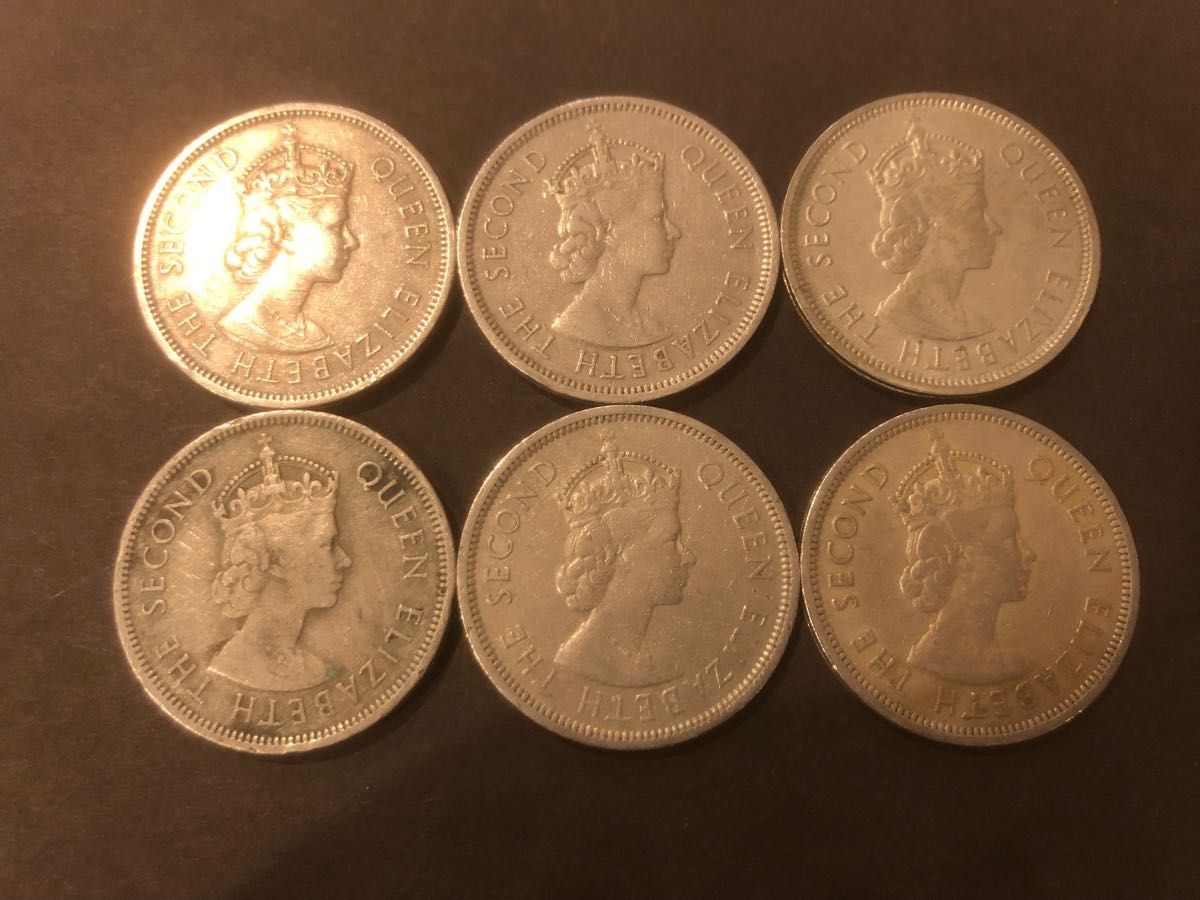 香港 古銭 イギリス統治時代 エリザベス女王 1960年 1ドル コイン 6枚
