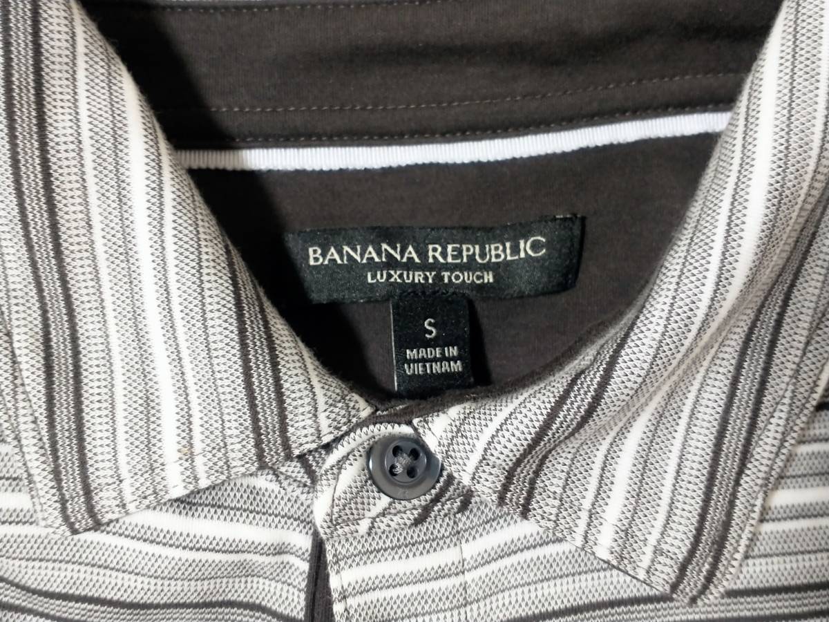 新品 BANANA REPUBLIC LUXURY TOUCH 半袖シャツ ワンボタン ボーダーポロ ラグジュアリータッチ トップス バナリパ バナナ・リパブリック_画像5