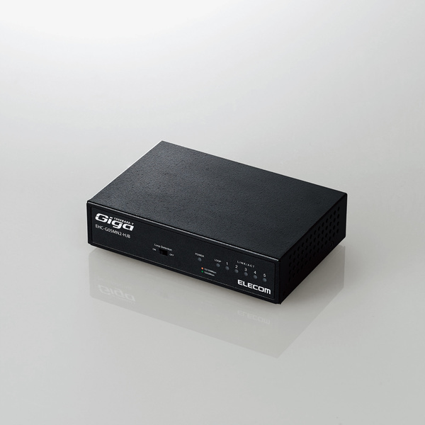 1000BASE-T correspondence 5 port switching hub metal case / built-in power supply loop detection function installing comfortably . electro- function . maximum approximately 77%. electro- : EHC-G05MN2-HJB