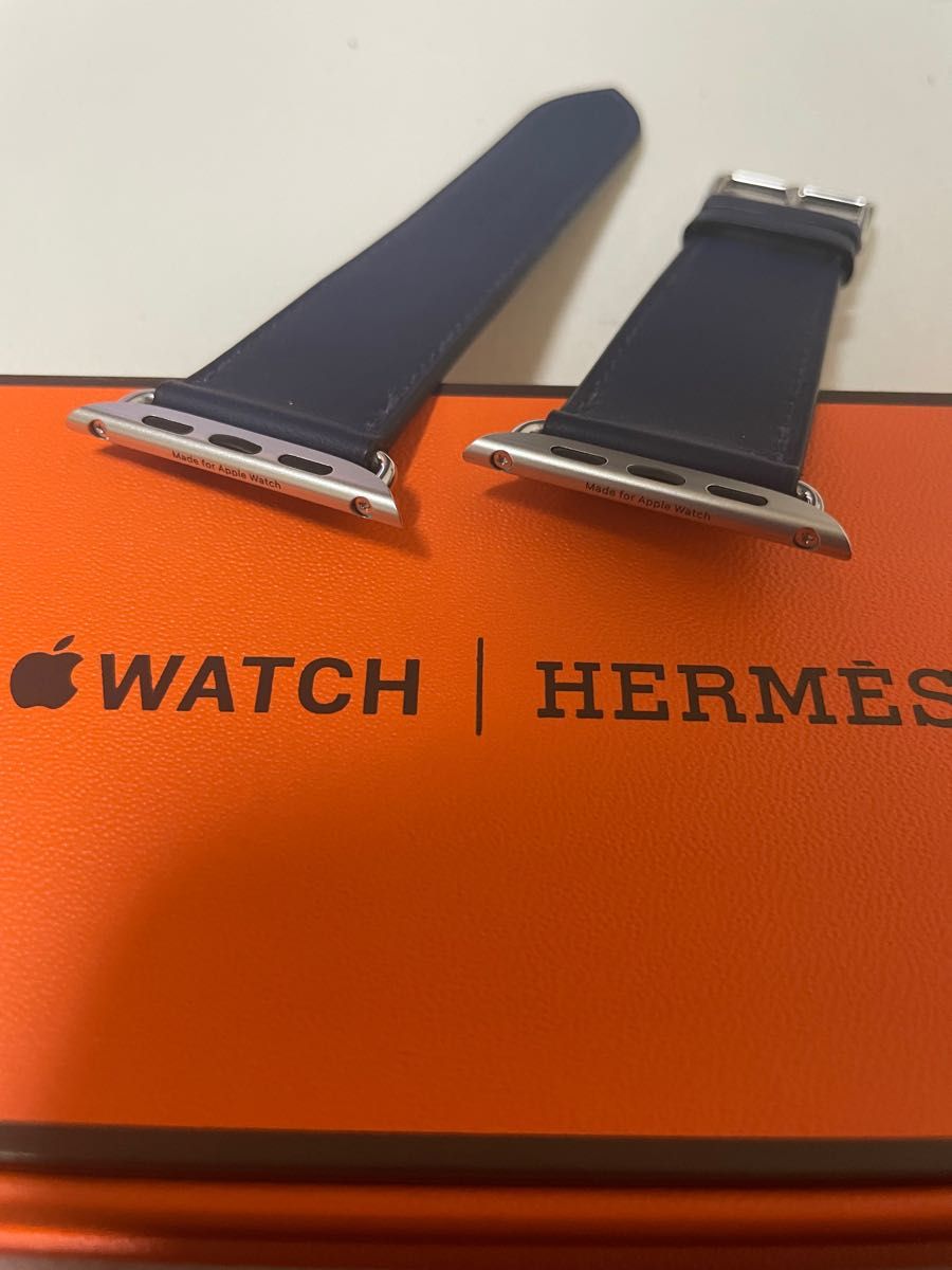 新品未使用 Apple Watch HERMES アップルウォッチ エルメス レザーベルト ネイビー 紺 NAVY