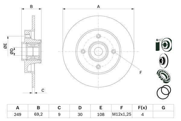 BOSCH製　シトロエン　DS3　C3　ピカソ サボテン プジョー 208 307 207 2008 ブレーキディスクローター 0986479275 リア ２枚セット 新品