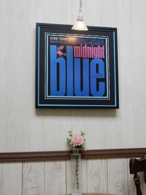 ケニー・バレル/50s ジャズLPアート/ジャケポスター額付/Kenny Burrell/Midnight Blue/Blue note Records/ブルーノート/お洒落なインテリア_画像4