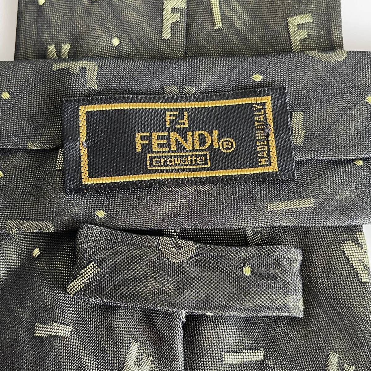 FENDI(フェンディ) 緑ブランド名英字ネクタイ_画像1