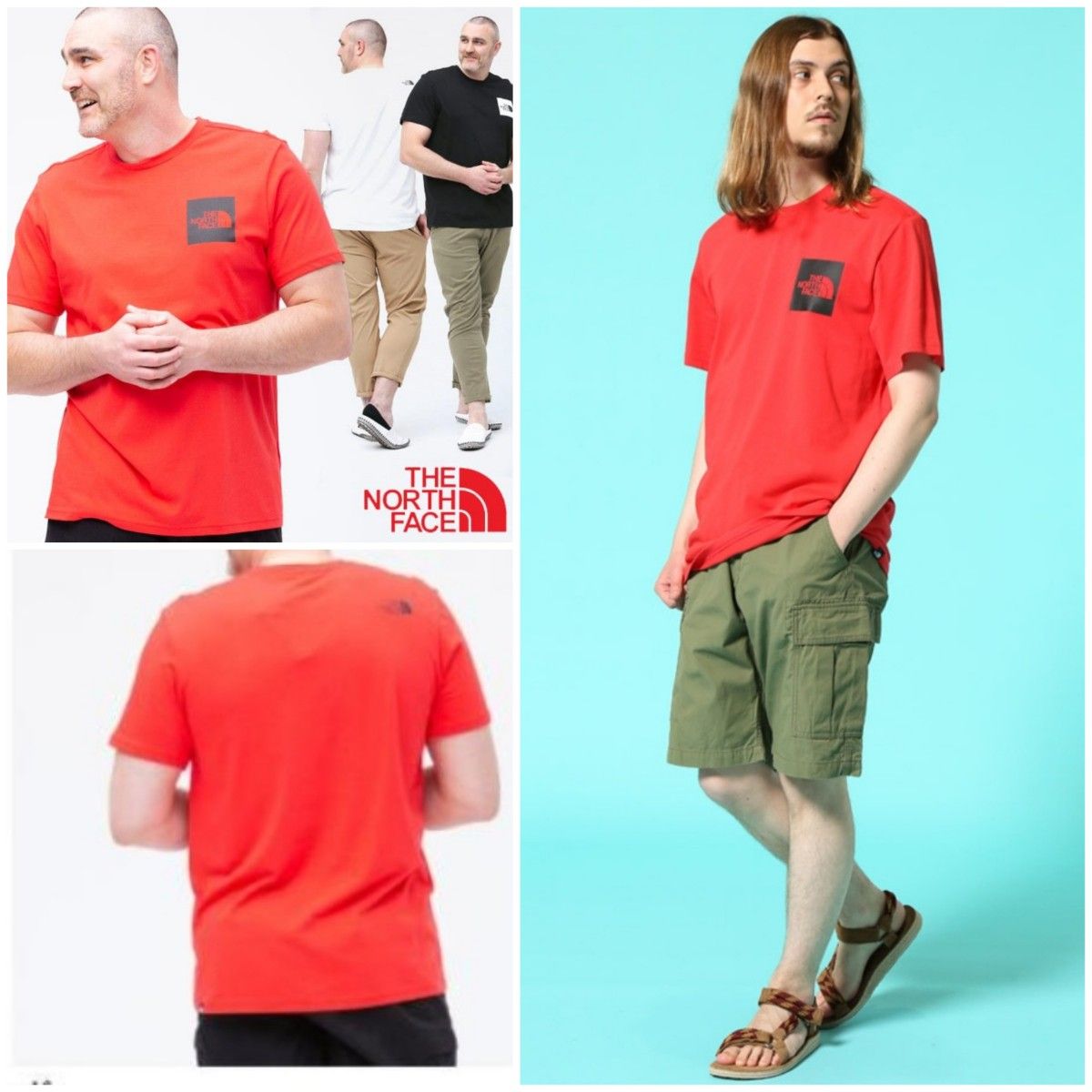 【THE NORTH FACE】綿100％ BOXロゴプリント バックロゴ 赤 ノースフェイス ビッグTシャツ