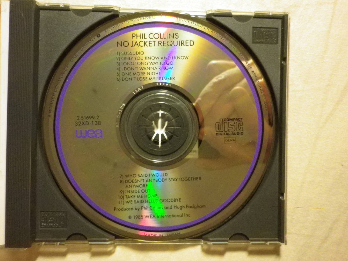  наклейка obi specification [Phil Collins/No Jacket Required(1985)](1985 год продажа,32XD-138,3rd, снят с производства, записано в Японии с лентой,.. есть,One More Night,Sussudio)