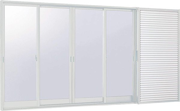 感謝価格】 雨戸付 アルミ樹脂複合サッシ 4枚建 複層 (34720-4) W3510