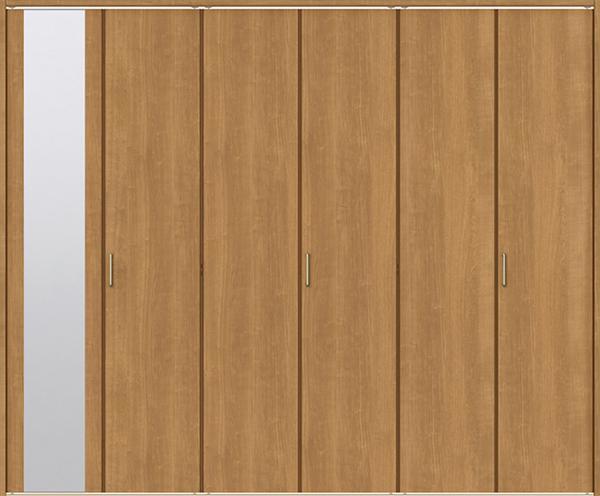 最新デザインの 室内建具 ＬＩＸＩＬ クローゼット折れ戸 W2542×H2023 （2620） LAA ミラー付き ６枚建　「ラシッサS　Crea」 室内用