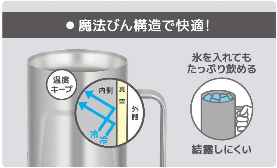 ビールグラス ビールジョッキ ビアジョッキ マグ タンブラー THERMOS サーモス ステンレス 魔法びん構造 真空断熱 保温保冷 シルバー