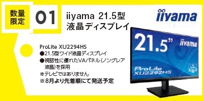 ②新品未開封 iiyama ProLite XU2294HS 21.5インチ 液晶ディスプレイ VAパネル（ノングレア液晶） 液晶モニター 21.5型  MCJ 株主優待