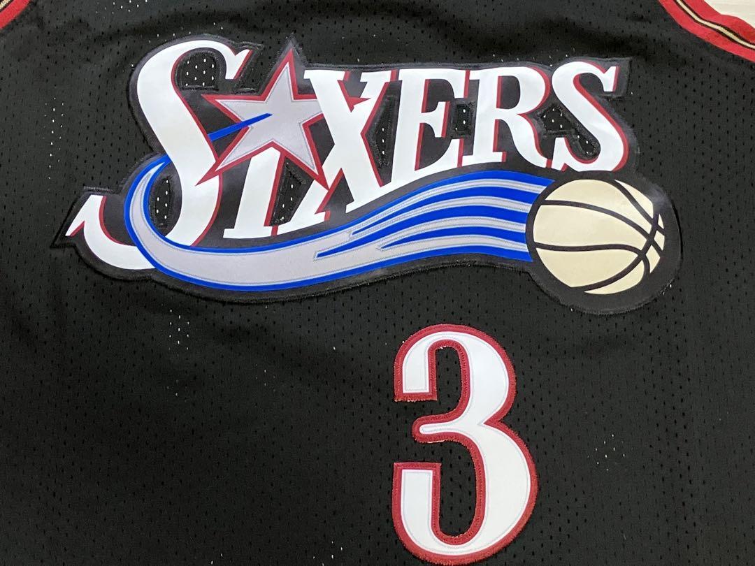 【未使用品】NBA 76ers　IVERSON #3 アレン・アイバーソンSIXERS シクサーズ　ユニフォーム ゲームシャツ　ジャージ　刺繍　XL 黒　美品_画像5