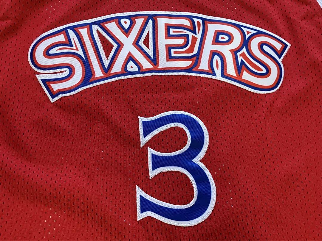 【未使用品】 NBA 76ers IVERSON #3 アレン・アイバーソン ★セブンティ・シクサーズ ユニフォーム ゲームシャツ ジャージ　赤　L　刺繍