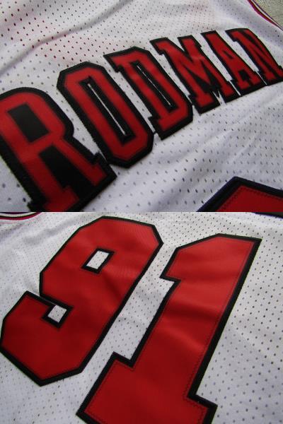 【未使用品】 NBA RODMAN #91 デニス・ロッドマン BULLS シカゴ・ブルズ ユニフォーム ゲームシャツ ジャージ 刺繍 ジョーダン XXL 白の画像7