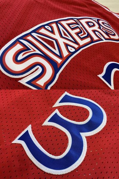 【未使用品】 NBA 76ers IVERSON #3 アレン・アイバーソン ★セブンティ・シクサーズ ユニフォーム ゲームシャツ ジャージ　赤　L　刺繍